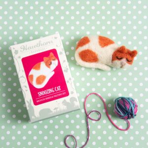 Snoozing Cat Brooch Needle Felting Kit